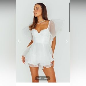 APHRODITE ANGEL SLEEVE LAYERED ROMPER WHITE